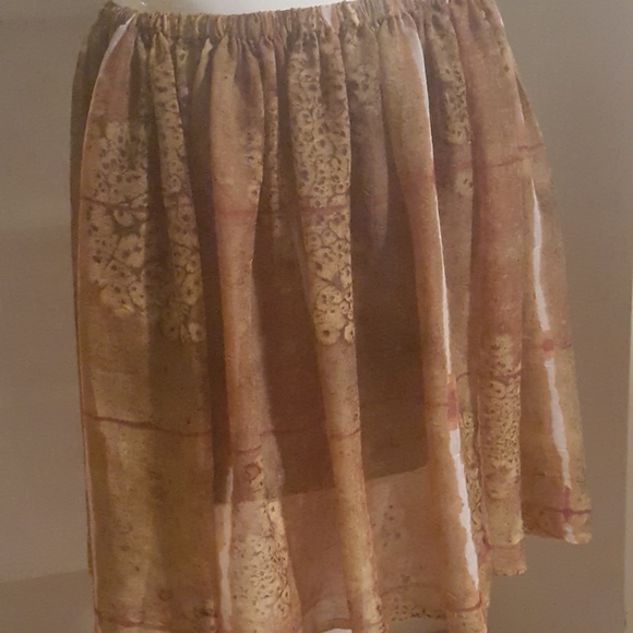 Circle Skirt - Midi Length Semi-Sheer Fabric Elastic Waistband Women's Summer - Picture 5 of 6